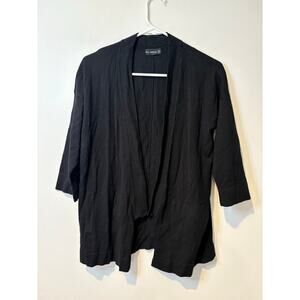 ZARA Knit Sweater Women's Small Black Open Front‎ Cardigan Waterfall Classic
